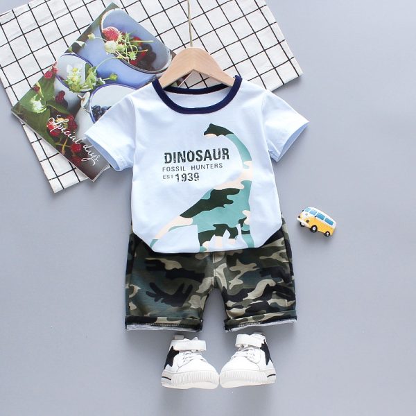 2-piece Toddler Boy Letter Print Hoodie and Camouflage Shorts Set